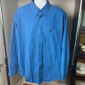 Cinch Men’s Blue Gingham Western Button-Down Shirt 100% Cotton Size XL
